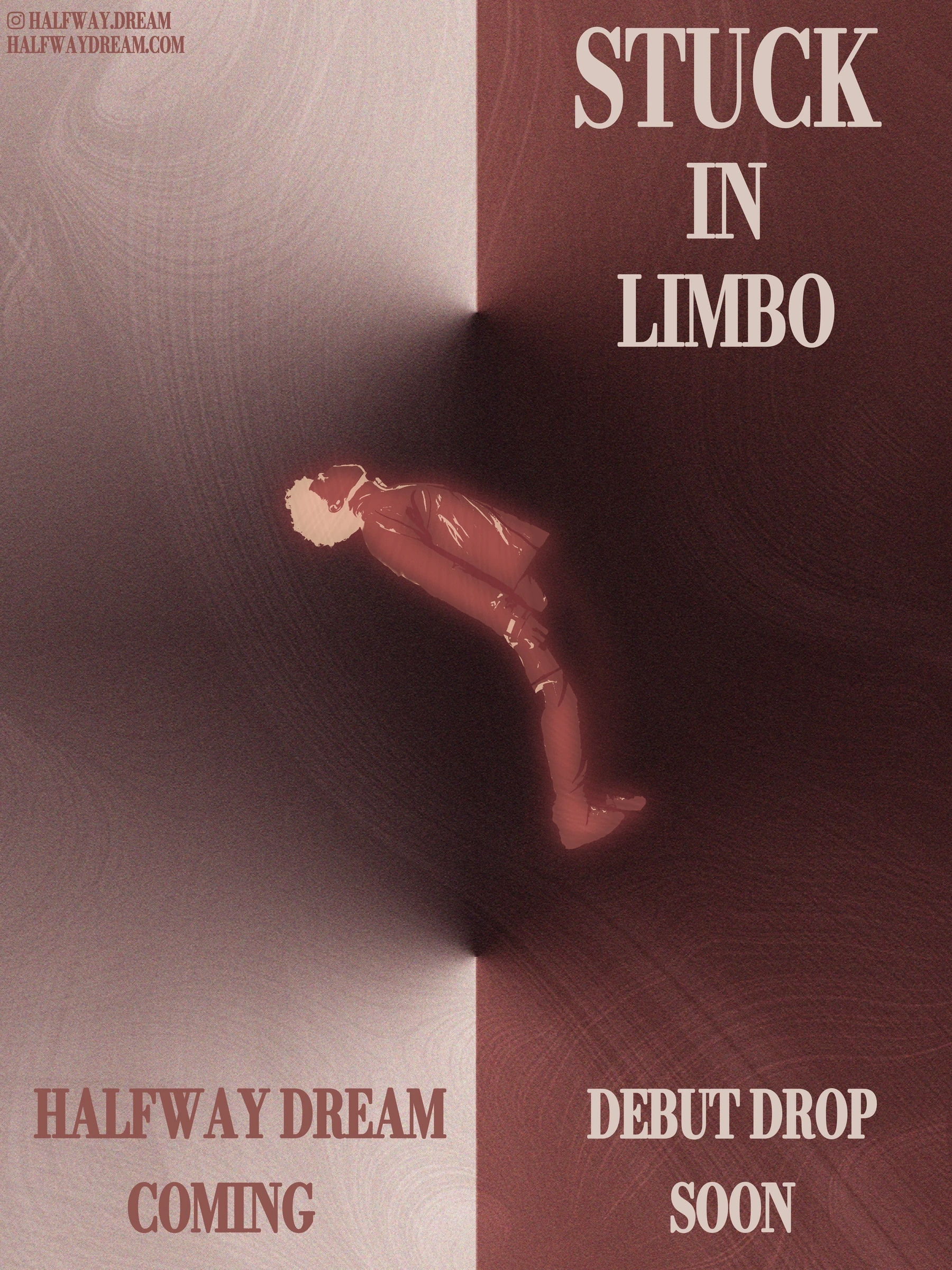 Halfway Dream Limbo poster in red and cream