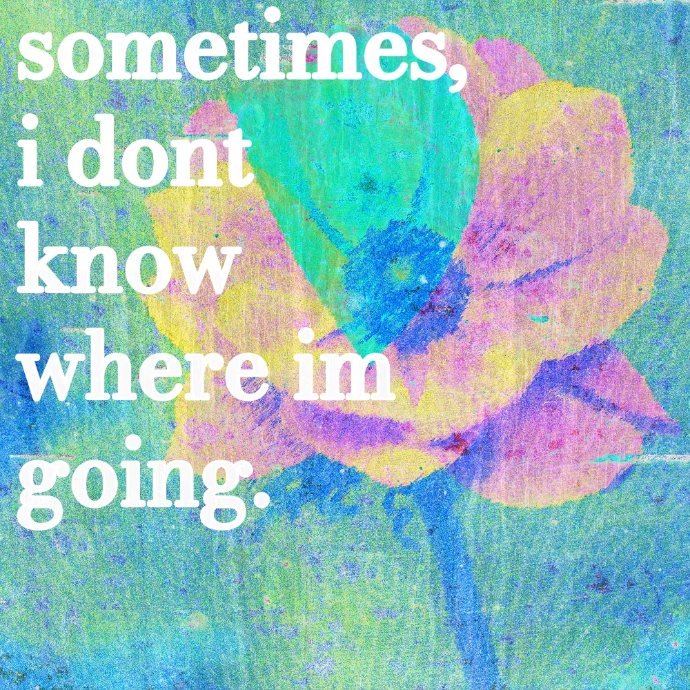 Typographic poster reading Sometimes I Don't Know Where I'm Going